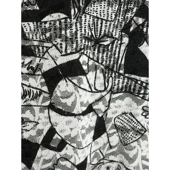 Chicos Design Black & White Abstract Print Lace Lined Woman Blouse X-Large Sz 3 - Picture 7 of 7